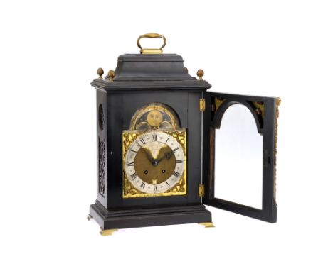 A Fine 18th Century Inverted Bell Top Bracket Clock, English, late 18th Century, the dial engraved 'Abraham Lynn London, the 