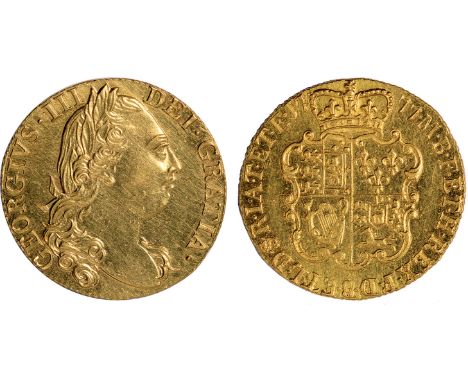British Coins, George III, guinea, 1777, fourth laur. head r., rev. crowned shield of arms (S.3728), cleaned, otherwise extre