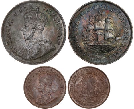 Foreign Coins, George V, penny, 1923, crowned bust l., rev. sailing ship, value below (KM 14.1); Farthing,1923 (KM 12.1) both