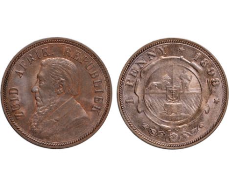 Foreign Coins, Z.A.R., Paul Kruger (1825-1904; President 1883–1900), Penny, 1898, bust l., rev. arms (Hern Z4; KM 2), virtual