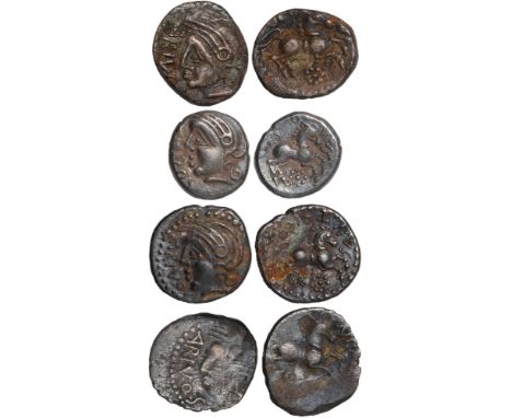 Foreign Coins, France/Gaul, Celtic coinage, Santones, quinarii (4), bust l., ARIVOS in front, rev. horse r., SANTONO above, f