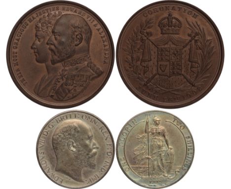 British Coins, Edward VII, matt proof florin, 1902, bare head r., rev. Britannia standing (S.3981), virtually as struck; Coro