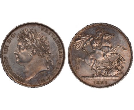 British Coins, George IV, crown, 1821, SECUNDO, laur. head r., rev. St. George and dragon (S.3805; ESC.247, Bull 2312), possi