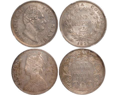 Foreign Coins, India, East India Company, William IV, rupee, 1835, Calcutta mint, Type C/III, bust r., F incuse on truncation