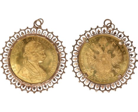 G Foreign Coins, Austria, Franz Joseph, restrike 4-ducats, 1915 (Fr.488; KM.2276), brilliant; loose ‘arrow-head’ circular mou