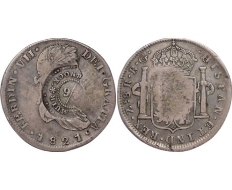 Scottish Coins, Scotland, Renfrewshire, Greenock, James and Andrew Muir, Mexico, Ferdinand VII, 8-reales, 1821, R.G., Zacatec