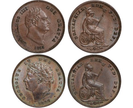 British Coins, George IV & William IV, copper third-farthings (2): 1827; 1835, laur. head l./bare head r., rev. Britannia sea