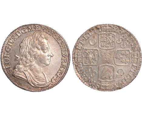 British Coins, George I, shilling, 1723 SSC, laur. bust r., rev. crowned cruciform shields, SSC in angles (S.3647; ESC.1176; 