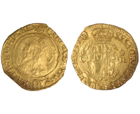 British Coins, Charles I, gold crown, Tower mint, mm. triangle-in-circle (1641-1643) over star, crowned fourth bust l., mark 