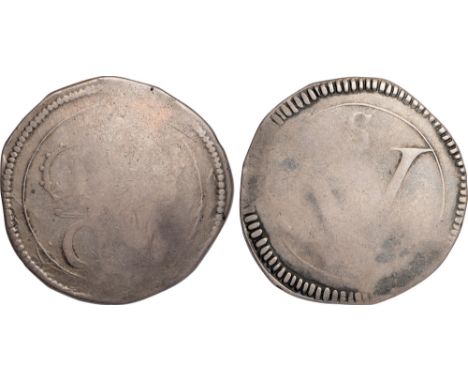Irish Coins, Ireland, Charles I, The Great Rebellion (1642-1649), Ormonde Money, Crown, crowned CR, rev. value (DF.288; S.654