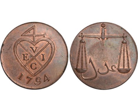 Foreign Coins, India, East India Company, Bombay Presidency, Soho Mint coinage, Birmingham, currency double-pice (8-reas), 17