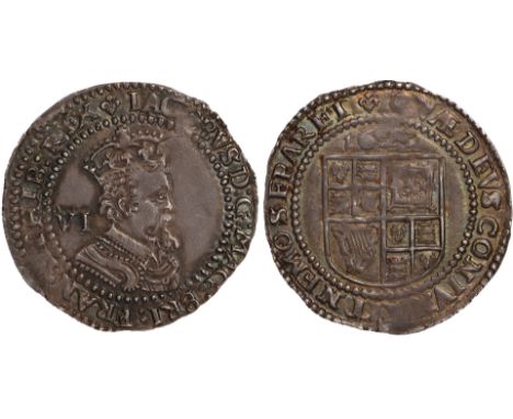 British Coins, James I, third coinage, sixpence, mm. lis, 1623, crowned sixth bust r., rev. shield of arms (S.2670; N.2126), 