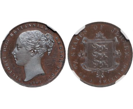 British Coins, Jersey, Victoria, proof 1/52nd shilling, 1841/0, young head r., rev. shield of arms (S.7003), certified and gr