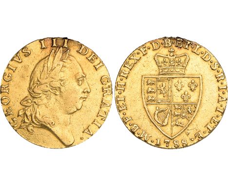 British Coins, George III, guinea, 1788, fifth laur. head r., rev. crowned shield of arms (S.3729), ex mount, fine
