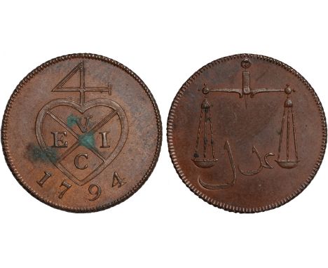 Foreign Coins, India, East India Company, Bombay Presidency, Soho Mint coinage, Birmingham, proof half-pice (2-reas), 1794, b