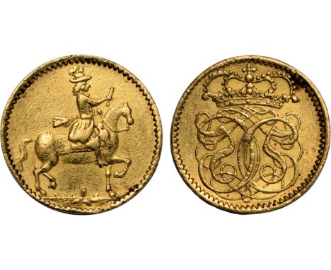 Foreign Coins, Denmark, Christian V (1670-1699), ducat, undated, king on horseback r., rev. crowned monogram, wt. 3.43gms. (K