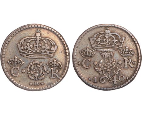 British Coins, Charles I, Tower mint, pattern halfgroat by Briot, 1640, no legends, rose and large crown above, below, B with