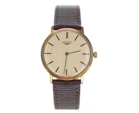 Longines gold plated and stainless steel gentleman's wristwatch, ref. 1087, serial no. 531686xxx, circa 1976, champagne dial 