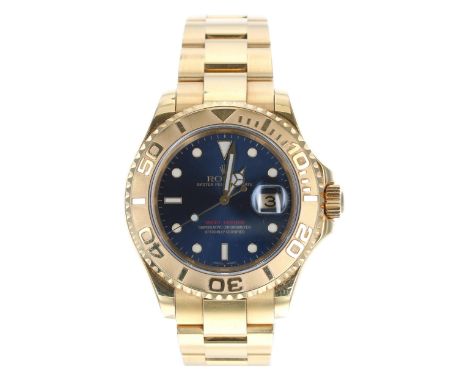 Rolex Oyster Perpetual Date Yacht-Master 18ct gentleman's wristwatch, ref. 16628B, serial no. P651xxx, circa 2000, blue dial,