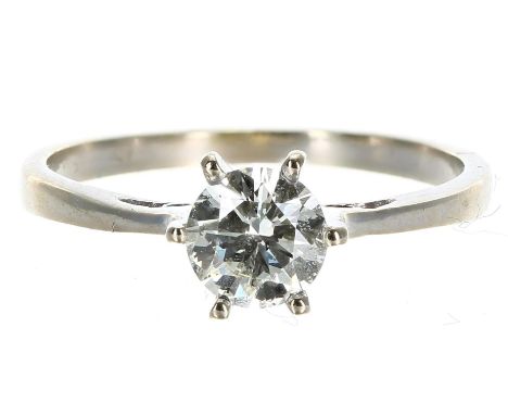 18ct white gold diamond solitaire ring, round brilliant-cut in a&nbsp;six claw setting, 0.50ct approx, clarity SI, colour J-K