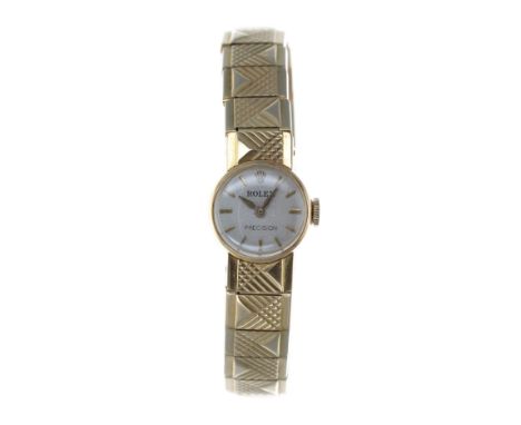 Rolex Precision 18ct lady's wristwatch, ref. 585, circa 1960, signed silvered dial, 17 jewel movement adjusted two positions,
