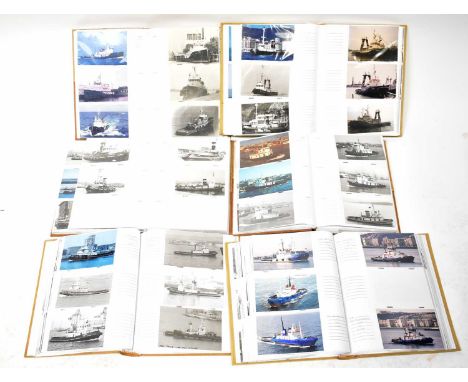 Six albums of tugboat photographs from around the world, including Rem de Barcelona, Augusta, MSC Spain, MSC Portugal, MSC It