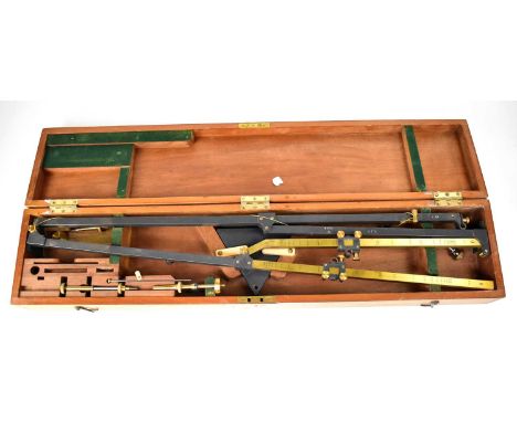 STANLEY &amp; CO LTD; a military issue lacquered brass pantograph, stamped B646, W.F.S and bearing broad arrow, in fitted woo