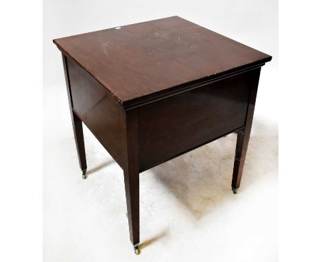 WALKER &amp; HALL; a mahogany metamorphic drinks cabinet/table, with a two-section lift-up top enclosing a rising tray with f