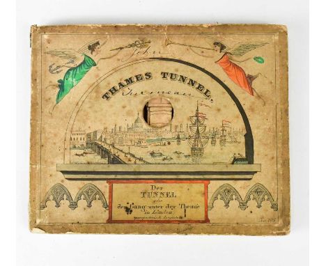THAMES TUNNEL; a German hand coloured concertina peepshow with seven sheets and single viewing hole, inscribed 'Thames Tunnel