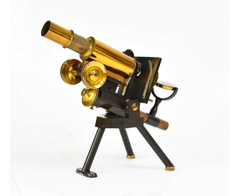 J. SWIFT &amp; SONS, LONDON; a late 19th/early 20th century lacquered brass and japanned metal portable histological compound