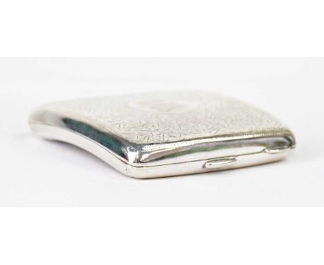 W H HASELER LTD; a George V hallmarked silver cigarette case, the cover with engraved leaf decoration, a cartouche with indis