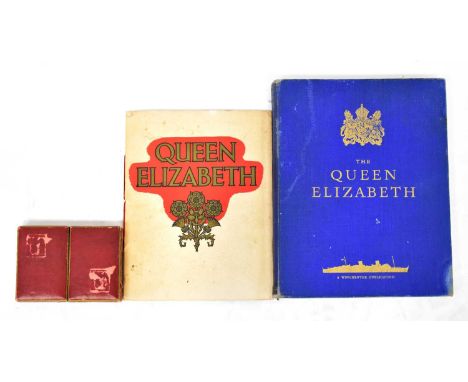 CUNARD WHITE STAR; a copy of 'The Queen Elizabeth: The World's Greatest Ship', bearing signatures of the Commodore, Staff Cap