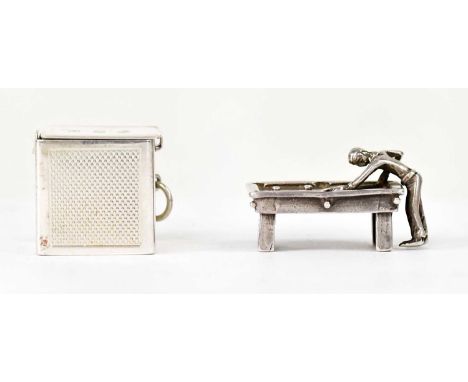 WILLIAM MANTON; an Elizabeth II hallmarked silver snooker/billiard chalk holder, engine turned decoration with initials 'DCB'
