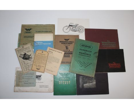 Wanderer car sales brochures and ephemera,comprising  a circa 1912 brochure, dark purple embossed covers with monochrome imag