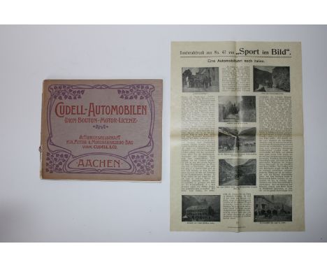 A 1902 Caudell-Automobilen sales catalogue,made under licence from De Dion Bouton, printed grey card covers (front cover deta