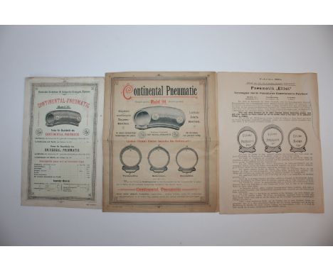 A rare Continental Pneumatic 'Model 94' tyre sales leaflet, 1894,4to, with central fold, illustrated 6 page (central page det