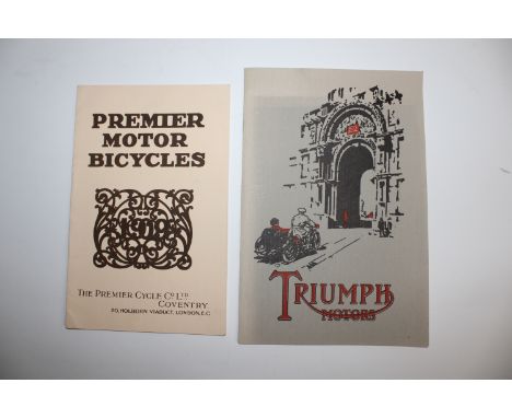 Nine motorcycle sales brochures,Five with French text comprising Georges Richard 1904; Benoit-Gonin, 1913; Ph. Marot Gardon &