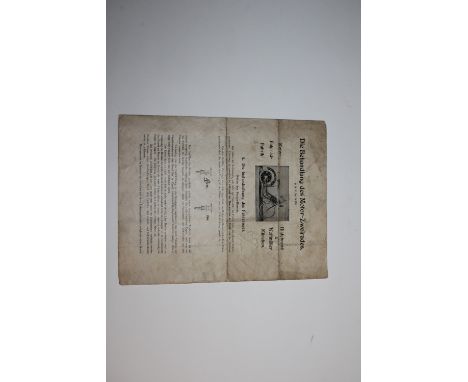 A rare Hildebrand &amp; Wolfmüller sales leaflet 'Die Behandlung des Motor-Zweirades', 1896,four sheet, (yellowed, old fold m