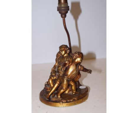 Brass double figure lamp base 