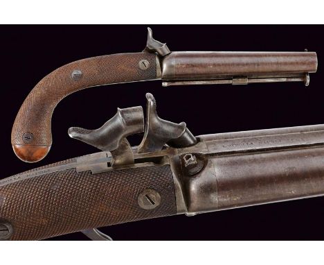 dating: 1858 provenance: Naples, Smoothbore, round, 17 mm cal. barrels, twisted and juxtaposed with rib marked 'S. MEROLLA NA