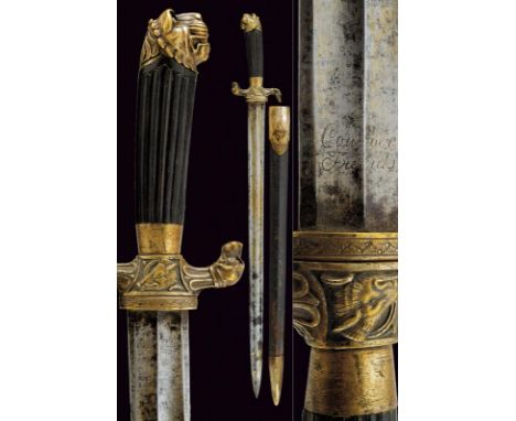 dating: first quarter of the 19th Century provenance: Klingenthal, Straight, double-edged blade with double fuller and remain