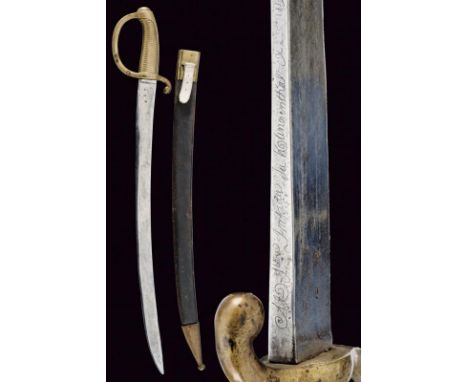 dating: Early 19th Century provenance: France, Curved, single-and short false-edged blade with almost parallel flat sides, ma