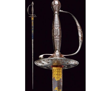 dating: late 18th Century provenance: Naples, Straight blade of triangular section with hollow sides, the base engraved and g
