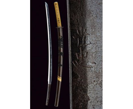 dating: provenance: Japan, Shinogi-zukuri blade, Iori-mune. Nagasa: 76.6 cm. Clearly visible hamon and hada. Minimal kizu of 