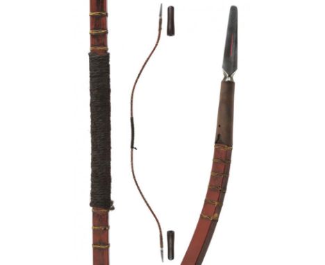 dating: Period (1603-1867) provenance: Japan, Bow with counter-curved wooden frame, of parallelepiped section. Dyed red, prov