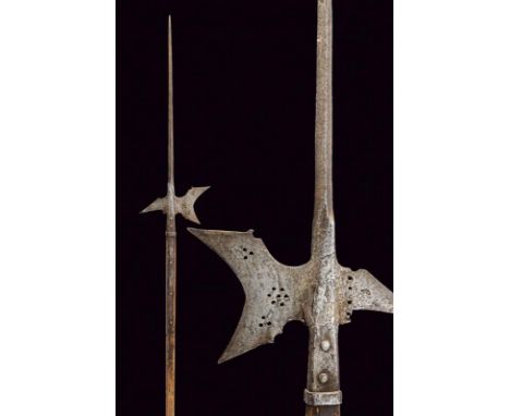 dating: Late 16th Century provenance: Austria, Spearhead with long, squared cusp slightly enlarged at the base, very hollow a