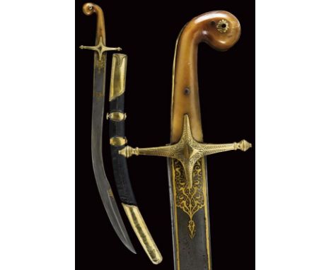 dating: 18th Century provenance: Turkey, With a single-and-false-edged, damask steel blade with a T-shaped back, ribbed and g