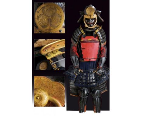 dating: 18th/19th Century provenance: Japan, Iron, 24-plate suji bachi kabuto in black lacquer with Tehen Kanamono consisting