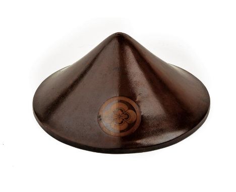 dating: Period (1603-1867) provenance: Japan, Light kanshitsu structure, rust-brown lacquered in Ishime-nuri. On the front a 