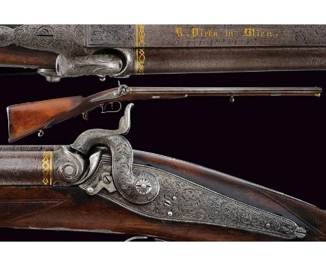 dating: Mid 19th Century provenance: Vienna, Smoothbore, round, 17 mm cal. barrel, made of fine damask, high rib with gold-in